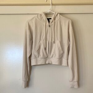 Women's Cream Zip-Up Hoodie